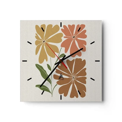 Wall clock - Clock on glass - Nature and Geometry - 40x40 cm