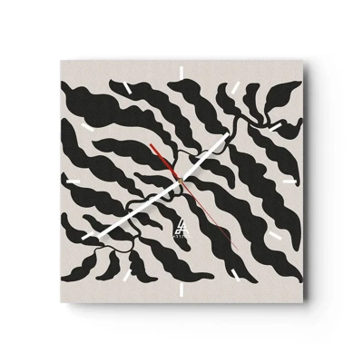 Wall clock - Clock on glass - Nature of a Square - 30x30 cm