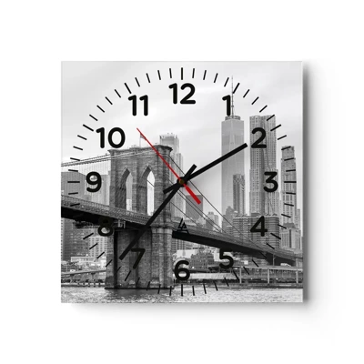 Wall clock - Clock on glass - New York Style  - 30x30 cm