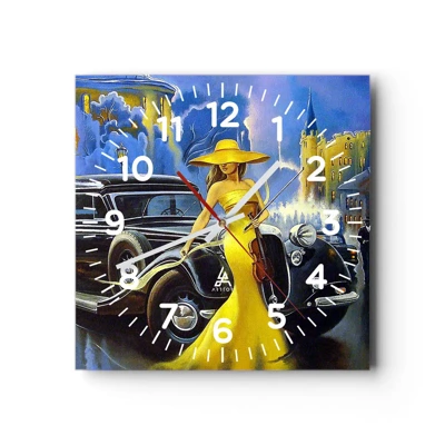 Wall clock - Clock on glass - Nocturne for Violin and Love - 30x30 cm