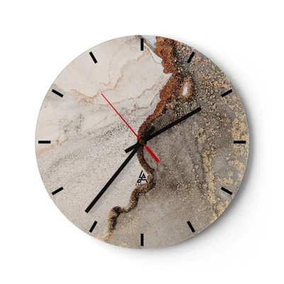 Wall clock - Clock on glass - On the Border of Colours - 30x30 cm