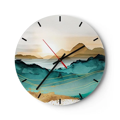 Wall clock - Clock on glass - On the Verge of Abstract - Landscape - 30x30 cm