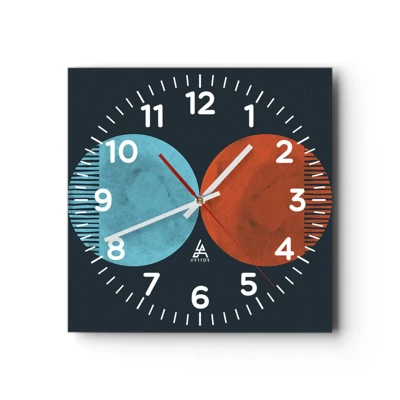 Wall clock - Clock on glass - Only Geometry? - 30x30 cm