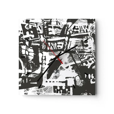 Wall clock - Clock on glass - Order or Chaos? - 40x40 cm