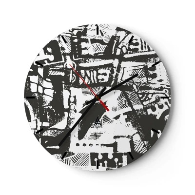 Wall clock - Clock on glass - Order or Chaos? - 40x40 cm