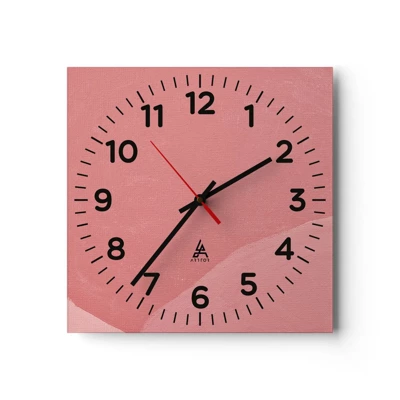 Wall clock - Clock on glass - Organic Composition In Pink - 30x30 cm