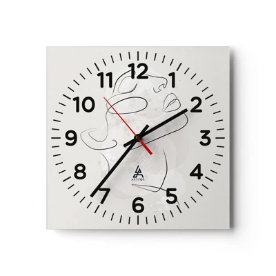 Wall clock - Clock on glass - Outline of Happiness - 40x40 cm