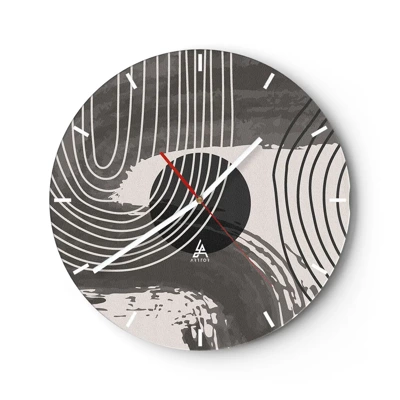Wall clock - Clock on glass - Oval Wins - 40x40 cm