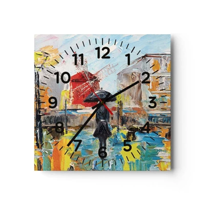 Wall clock - Clock on glass - Parisian Legends - 30x30 cm