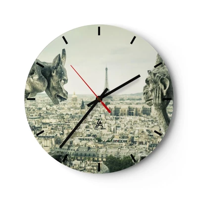 Wall clock - Clock on glass - Parisian Talks - 30x30 cm