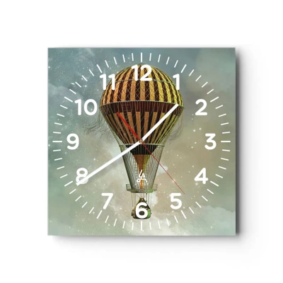 Wall clock - Clock on glass - Pioneer Flight - 30x30 cm