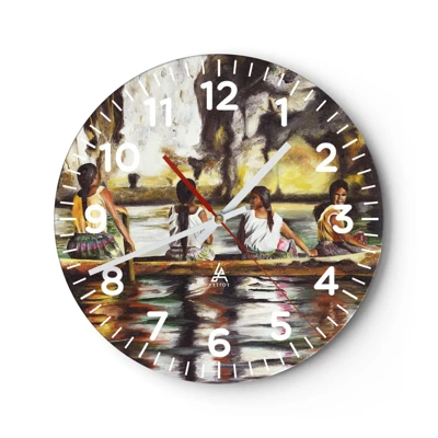 Wall clock - Clock on glass - Polinesian Paradise - 30x30 cm