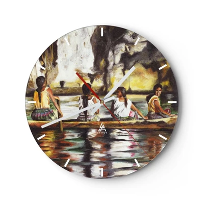 Wall clock - Clock on glass - Polinesian Paradise - 40x40 cm