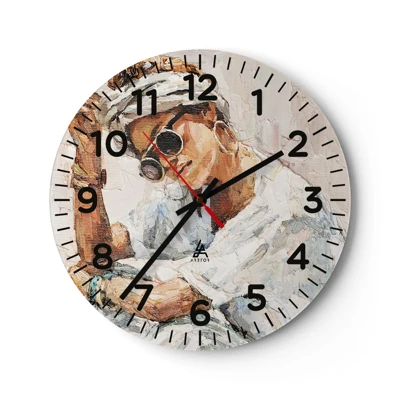 Wall clock - Clock on glass - Portrait in Full Sun - 40x40 cm