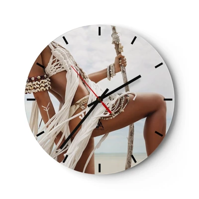 Wall clock - Clock on glass - Priestess of the Sun - 30x30 cm