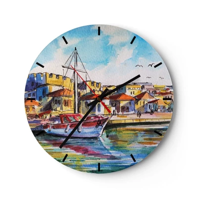 Wall clock - Clock on glass - Rainbow Afternoon - 30x30 cm