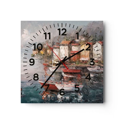 Wall clock - Clock on glass - Romantic Marina - 30x30 cm