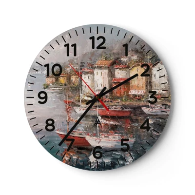 Wall clock - Clock on glass - Romantic Marina - 30x30 cm