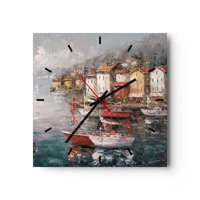 Wall clock - Clock on glass - Romantic Marina - 30x30 cm