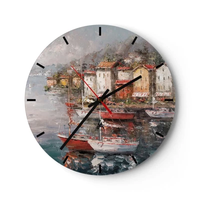 Wall clock - Clock on glass - Romantic Marina - 40x40 cm