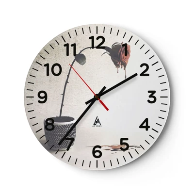 Wall clock - Clock on glass - Rosa Dolorosa - 30x30 cm