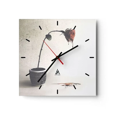 Wall clock - Clock on glass - Rosa Dolorosa - 30x30 cm