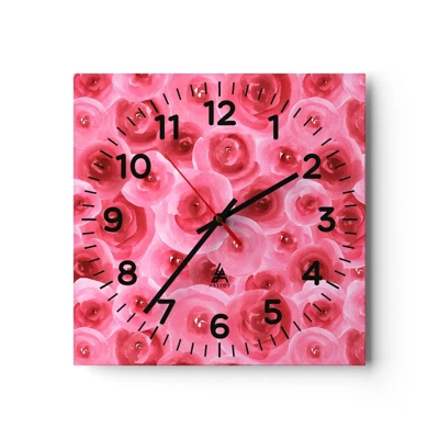 Wall clock - Clock on glass - Roses at the Bottom and at the Top - 30x30 cm