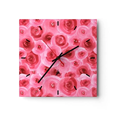 Wall clock - Clock on glass - Roses at the Bottom and at the Top - 40x40 cm