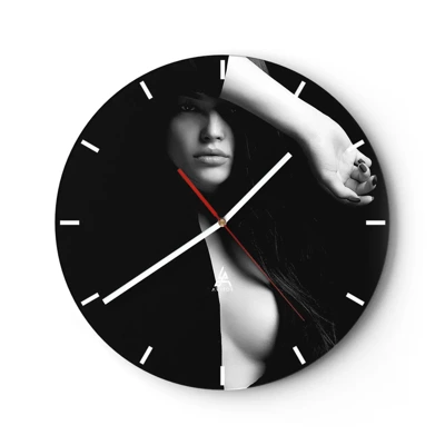 Wall clock - Clock on glass - School of Seduction - 30x30 cm