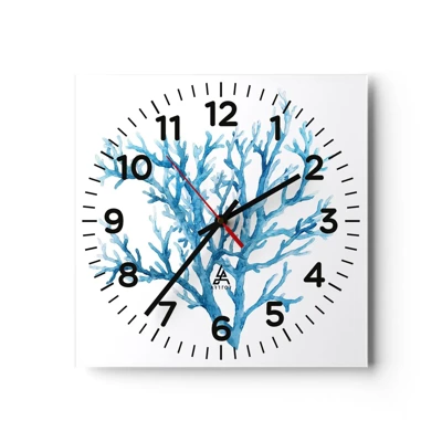 Wall clock - Clock on glass - Sea Filigree - 30x30 cm