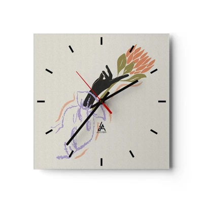 Wall clock - Clock on glass - Sister Touch - 30x30 cm