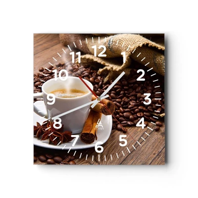 Wall clock - Clock on glass - Spicy Flavour and Aroma - 30x30 cm