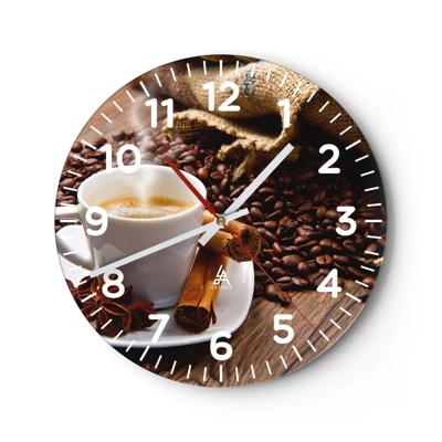 Wall clock - Clock on glass - Spicy Flavour and Aroma - 30x30 cm