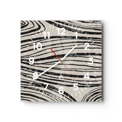 Wall clock - Clock on glass - Spillover of Lines - 30x30 cm