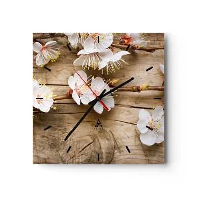 Wall clock - Clock on glass - Spring Has Arrived - 30x30 cm