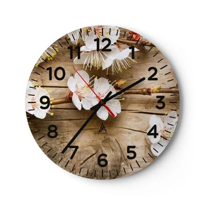 Wall clock - Clock on glass - Spring Has Arrived - 30x30 cm