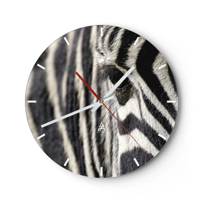 Wall clock - Clock on glass - Striped Portrait - 40x40 cm