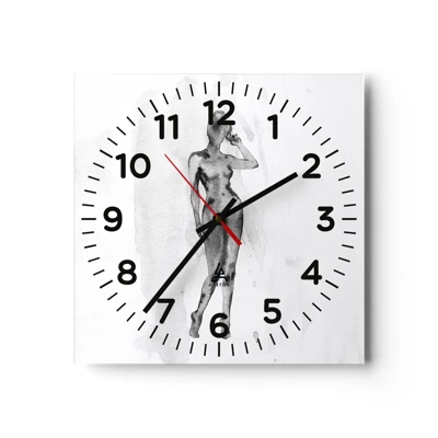 Wall clock - Clock on glass - Study of Ideal of Feminity - 30x30 cm