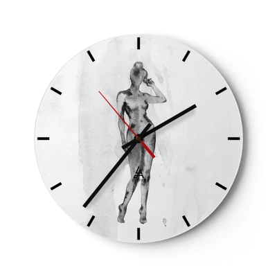 Wall clock - Clock on glass - Study of Ideal of Feminity - 40x40 cm