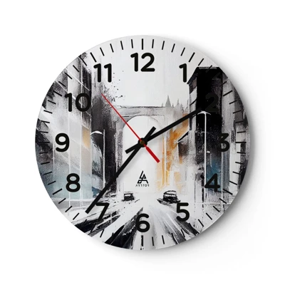 Wall clock - Clock on glass - Study of a City: Architecture and Movement - 30x30 cm