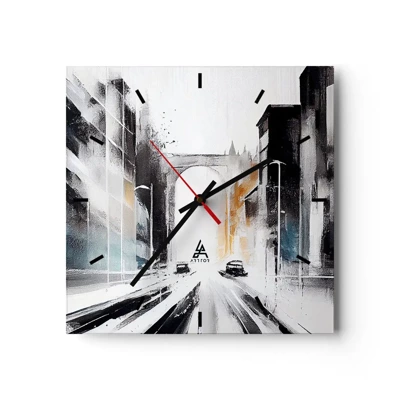 Wall clock - Clock on glass - Study of a City: Architecture and Movement - 40x40 cm