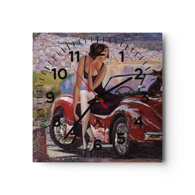 Wall clock - Clock on glass - Summer? Only in Riviera - 30x30 cm