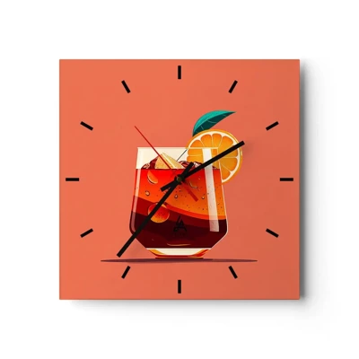 Wall clock - Clock on glass - Summer Refreshment - 40x40 cm