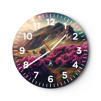 Wall clock - Clock on glass - Summer in the Mountains - 30x30 cm