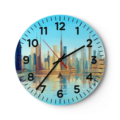 Wall clock - Clock on glass - Sunny Metropolis - 30x30 cm