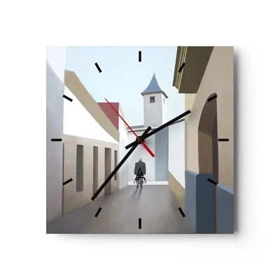 Wall clock - Clock on glass - Sunny Walk - 40x40 cm