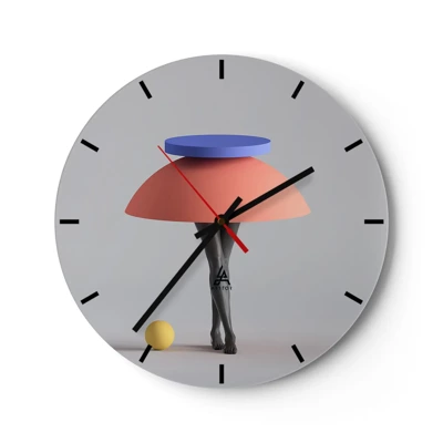 Wall clock - Clock on glass - Surrealistic Composition - 30x30 cm