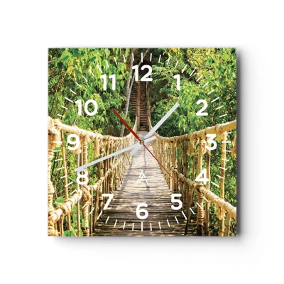 Wall clock - Clock on glass - Suspended in Green - 40x40 cm