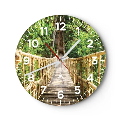 Wall clock - Clock on glass - Suspended in Green - 40x40 cm