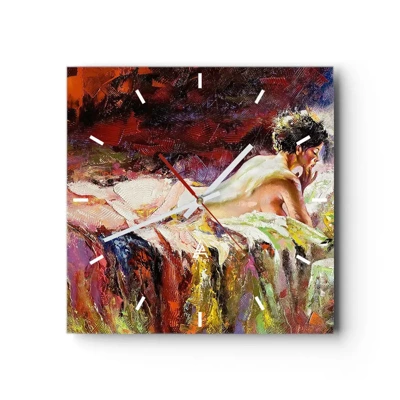 Wall clock - Clock on glass - Thoughtful Venus - 30x30 cm